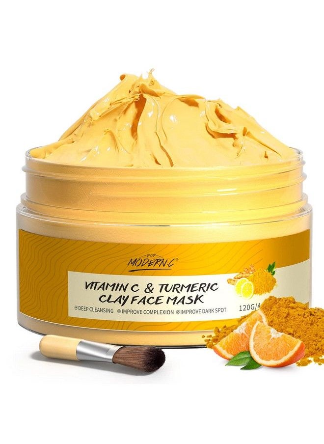 POP MODERN.C - Turmeric Vitamin C Clay Mask Deep Cleansing Face Mask Skin Care Improve Blackheads Acne Dark Spots And Even Out Skin Tone Facial Mask Control Oil And Refining Pores - Image 1