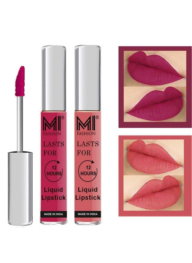 MI FASHION - Made In India Matte Liquid Lipsticks Long Lasting Smudge Proof Vegan 3Ml Each Pink Berry Berry Liquid Lipstick Peach Liquid Lipstick - Image 1