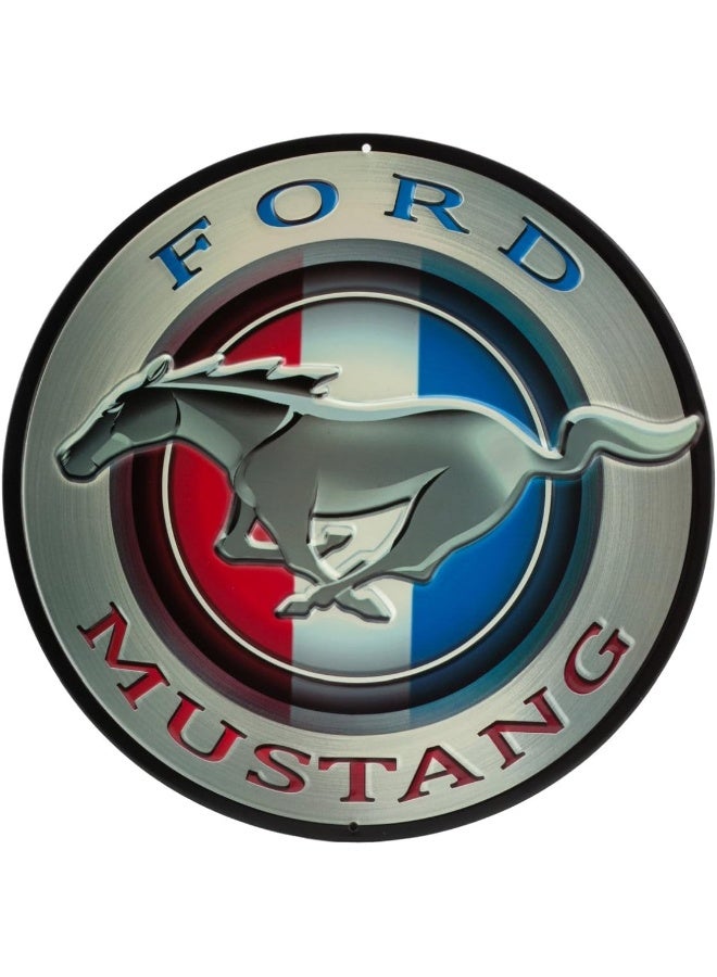 Open Road Brands Ford Mustang Round Embossed Metal Sign  Vintage Ford Mustang Sign for Garage or Man Cave - Image 2