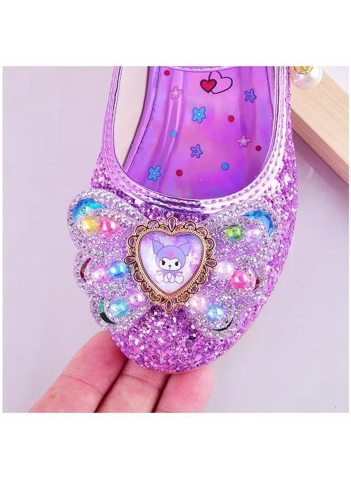 kuromi New Soft soled Princess Shoes Crystal Shoes for Little Girls Leather Shoes  - Image 5