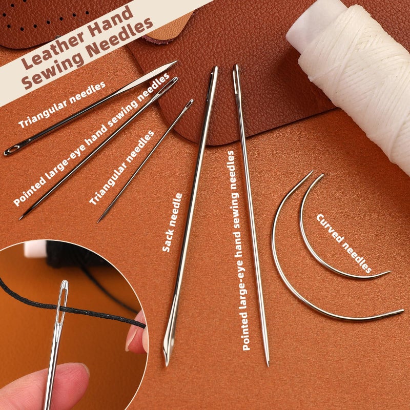 Ftyiwu Waxed Thread, Upholstery Needle and Thread 32 Yards with 7PCS Hand Sewing Needles for Home Upholstery Carpet Canvas Repair Leather Sewing (Black) - Image 3