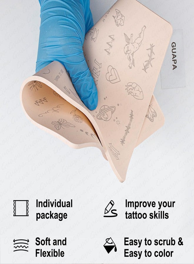 Guapa 3mm Pre-Printed Fine Line Tattoo Practice Skin, Double-Sided Silicone Training Pad with Light Gray Stencils, Realistic Synthetic Skin for Precise Tattooing (Pink-1PCS) - Image 4