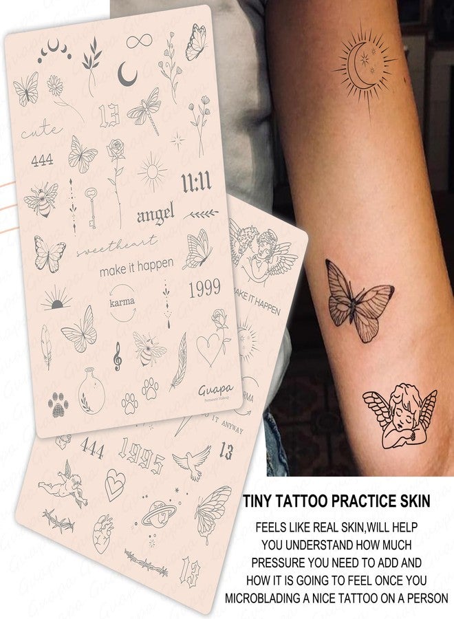 Guapa 3mm Pre-Printed Fine Line Tattoo Practice Skin, Double-Sided Silicone Training Pad with Light Gray Stencils, Realistic Synthetic Skin for Precise Tattooing (Pink-1PCS) - Image 1