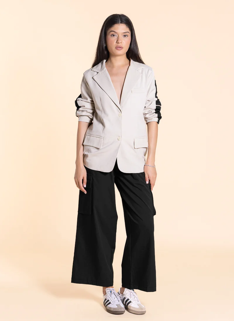 SHAPES DETAILED LINEN BLEND BLAZER SET