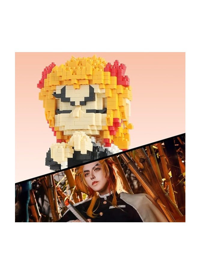 ViveLifDeco Anime Demon Slayer Series Cartoon Bricks Set, Brickheadz Rengoku Kyoujurou Figure Building Set Cartoon Figures Building Brick Toys Set,  Assembling Building Block Suitable for Kids Adult  - Image 2