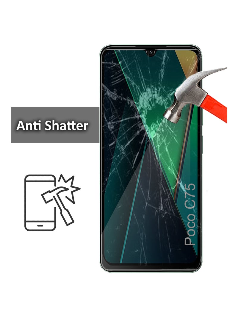Xiaomi Poco C75 - Tempered Glass Screen Protector – High Transparency, Delicate Touch, Anti-Explosion, Smooth Arc Edges, Easy Installation, 9H Hardness HD Tempered Glass Screen Protector 99% Transparency with device's original screen clarity and brightness-Clear