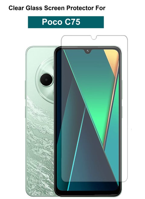 Xiaomi Poco C75 - Tempered Glass Screen Protector – High Transparency, Delicate Touch, Anti-Explosion, Smooth Arc Edges, Easy Installation, 9H Hardness HD Tempered Glass Screen Protector 99% Transparency with device's original screen clarity and brightness-Clear