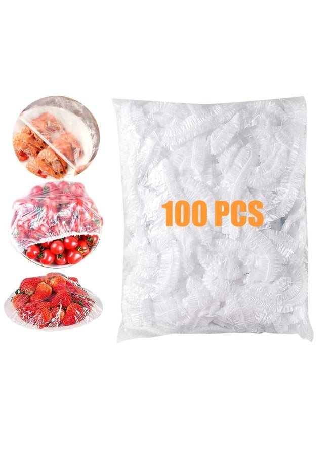FDTY 100 Pcs Fresh Keeping Bags Food Covers Plastic Stretch Disposable Plastic Wrap Storage Bag Elastic Mouth Design for Fruit/Vegetable/Meat/Food Preservation - Image 1