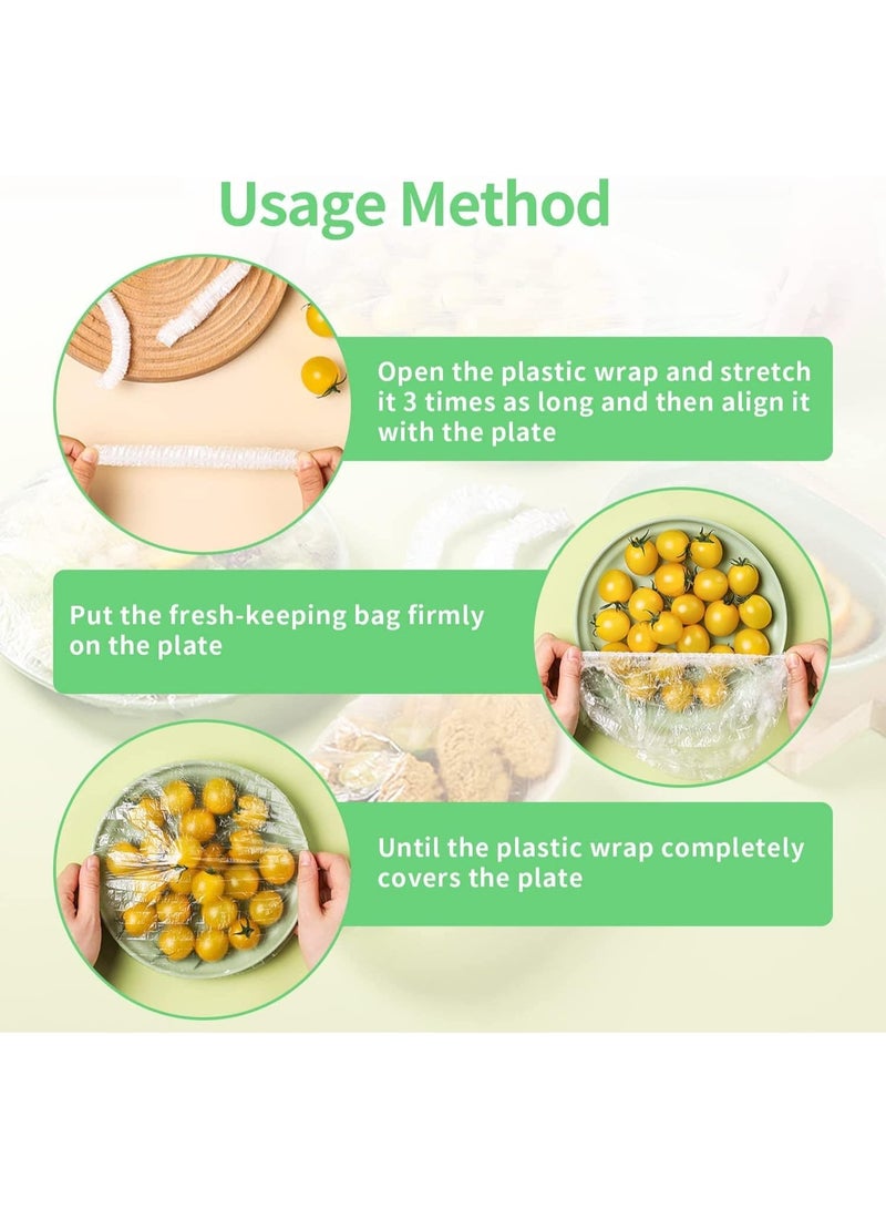 FDTY 100 Pcs Fresh Keeping Bags Food Covers Plastic Stretch Disposable Plastic Wrap Storage Bag Elastic Mouth Design for Fruit/Vegetable/Meat/Food Preservation - Image 3