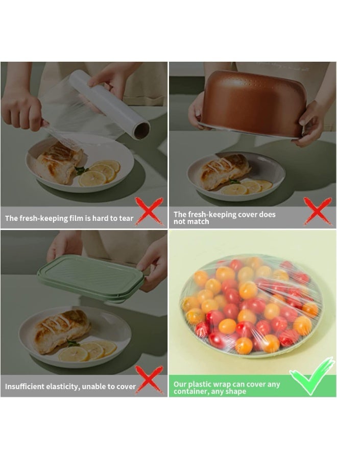 FDTY 100 Pcs Fresh Keeping Bags Food Covers Plastic Stretch Disposable Plastic Wrap Storage Bag Elastic Mouth Design for Fruit/Vegetable/Meat/Food Preservation - Image 5
