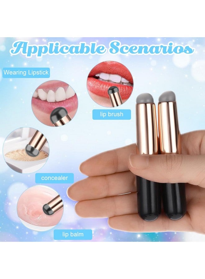 maycreate maycreate ® 2Pcs Silicone Lip Applicator Silicone Lip Brush Lip Balm Lipstick Applicator Concealer Applicator With Cap For Lipstick, Lip Gloss, Lip Tint, Lip Mask - Black - Image 3