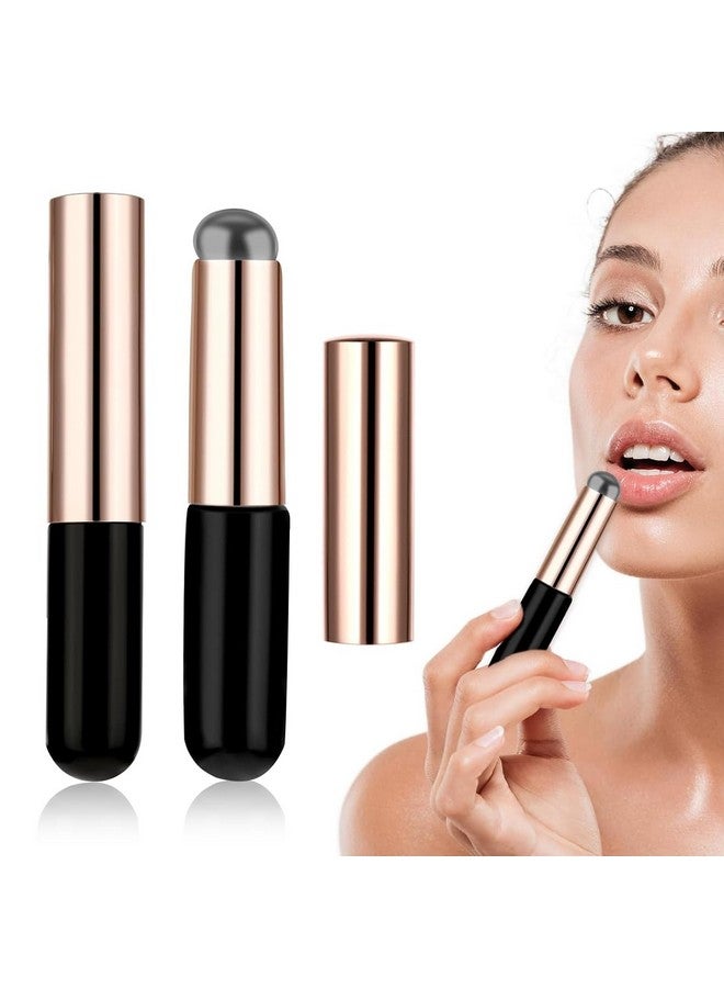 maycreate maycreate ® 2Pcs Silicone Lip Applicator Silicone Lip Brush Lip Balm Lipstick Applicator Concealer Applicator With Cap For Lipstick, Lip Gloss, Lip Tint, Lip Mask - Black - Image 1