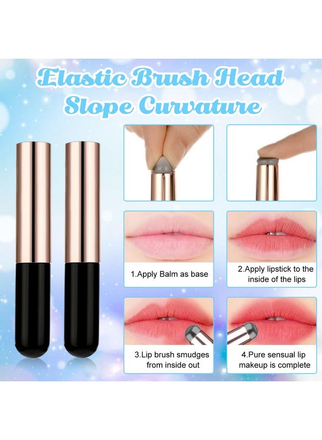 maycreate maycreate ® 2Pcs Silicone Lip Applicator Silicone Lip Brush Lip Balm Lipstick Applicator Concealer Applicator With Cap For Lipstick, Lip Gloss, Lip Tint, Lip Mask - Black - Image 4