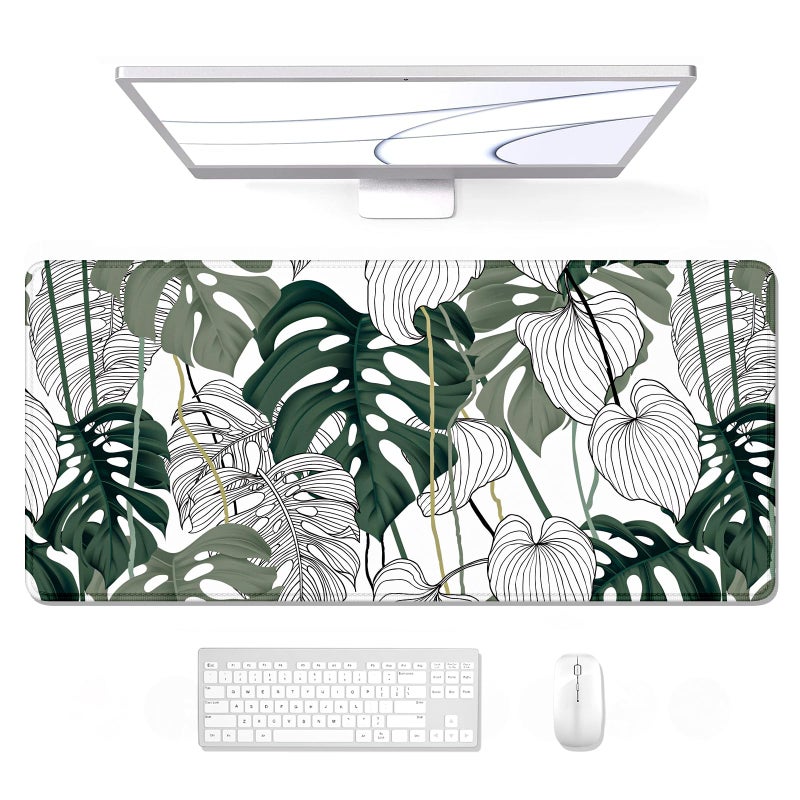 Auhoahsil Desk Mouse Pad Large Gaming Mousepad XXL Desk Pad Extended Long Superior MicroWeave Cloth NonSlip Rubber Big Computer Mouse Mat for Gamer Office Home 35 x 15 Abstract Monstera - Image 2