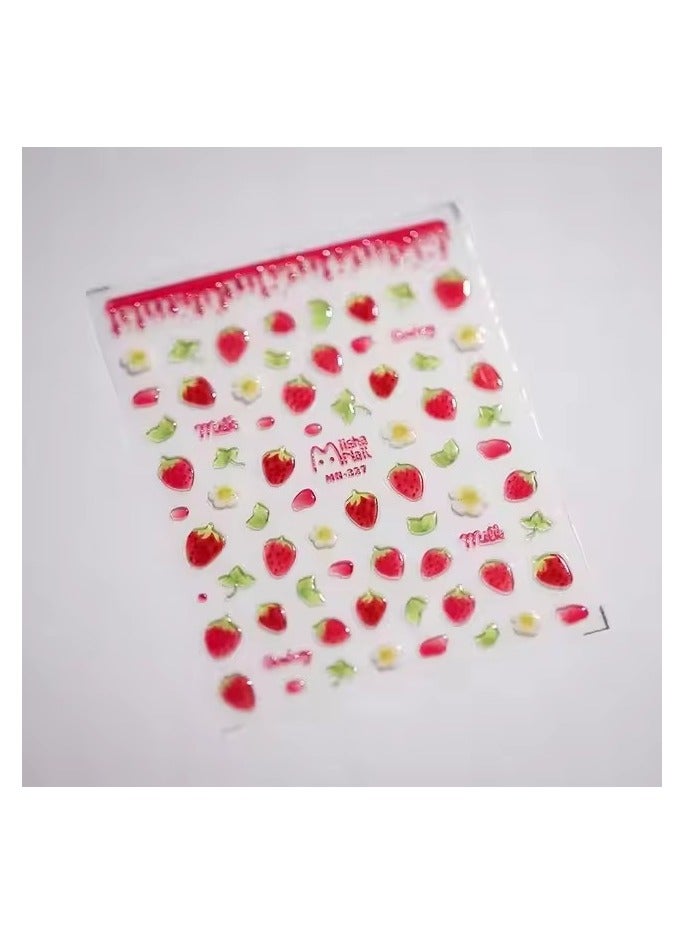 Goolsky 1pcs 5D Kawaii Jelly Strawberry Cartoon Slider Adheisve Nail Art Stickers Embossed Nail Stickers DIY Manicure Decorations Decals - Image 2