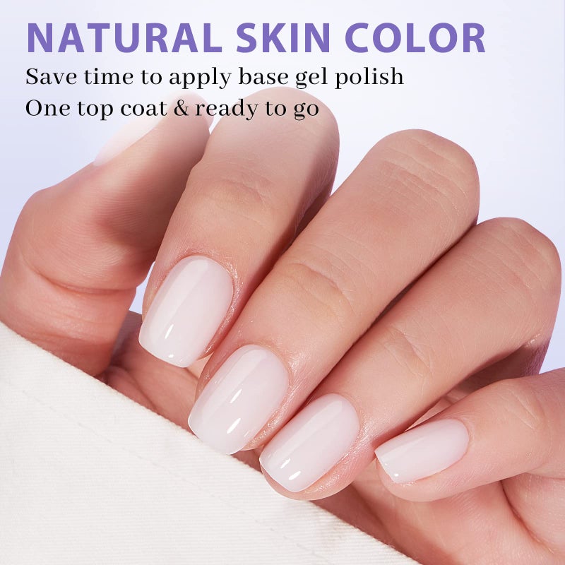 BTArtboxnails XS Short Square Gel Nail Tips - Pre Colored Milky White Soft Gel Nail Tips, Milky White Press on Nails, Natural XCOATTIPS - Image 2