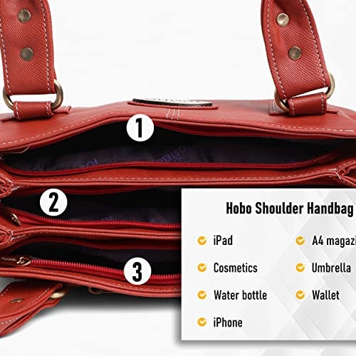 Fostelo Women's Birdie Satchel Tote Handbag for Women | Ladies Purse | Stylish Shoulder Bag | Gift For Women | Red - Image 5