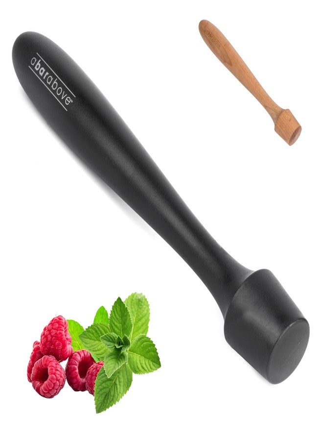 A Bar Above Black Muddler for Cocktails, 12-Inch Long Cocktail Muddler, Perfect to Crush Fruit, Pressing Mint and Sugar Cubes, Mint Muddler to Make Mojitos, Essential Bar Tools for Bartender Set - Image 1