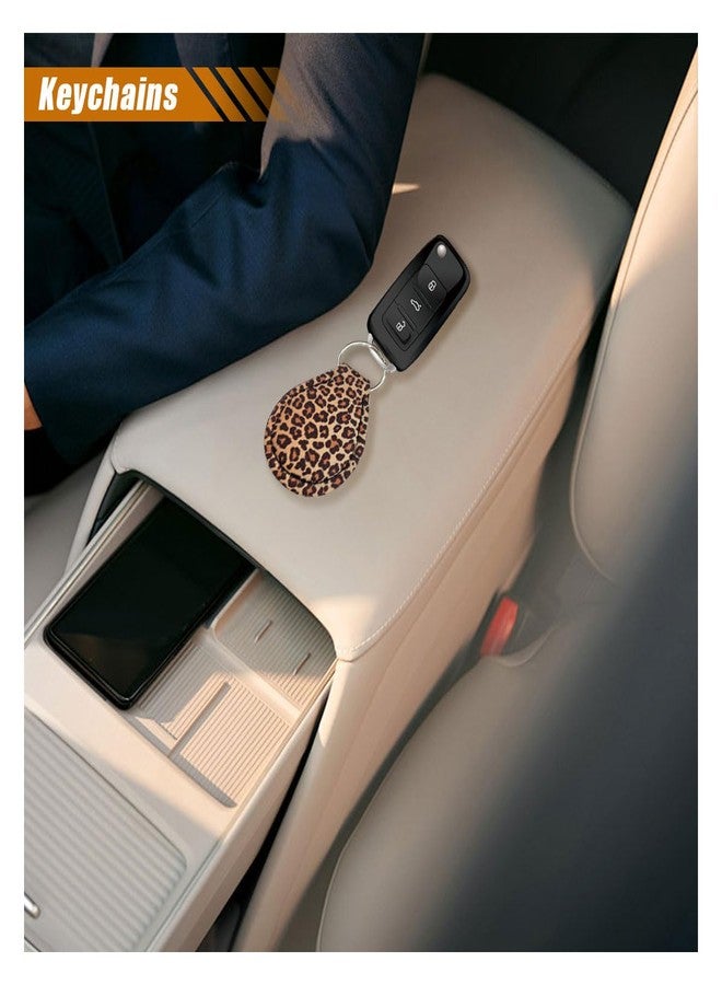 SMILFUY 4pc Car Accessories Set, Leopard Cheetah Print Steering Wheel Cover (14-15 inches), 2pcs Car Cup Holder, Quarter Keyring, Universal - Image 3