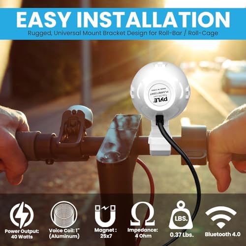 Pyle Bluetooth Waterproof Off-Road Speakers - 3.5” 40W Marine Grade Woofer Sound System w/RGB Light, Full Range Outdoor Audio Stereo Speaker for Motorcycle, ATV, Jeep, Boat, Includes Brackets (White) - Image 4