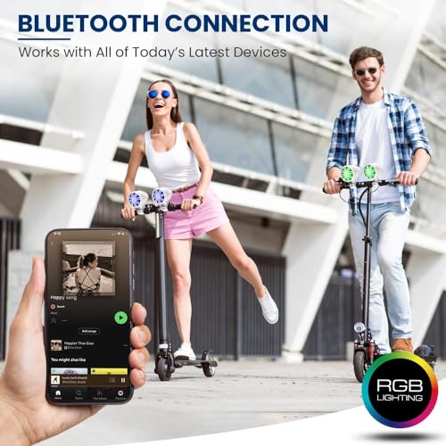 Pyle Bluetooth Waterproof Off-Road Speakers - 3.5” 40W Marine Grade Woofer Sound System w/RGB Light, Full Range Outdoor Audio Stereo Speaker for Motorcycle, ATV, Jeep, Boat, Includes Brackets (White) - Image 5