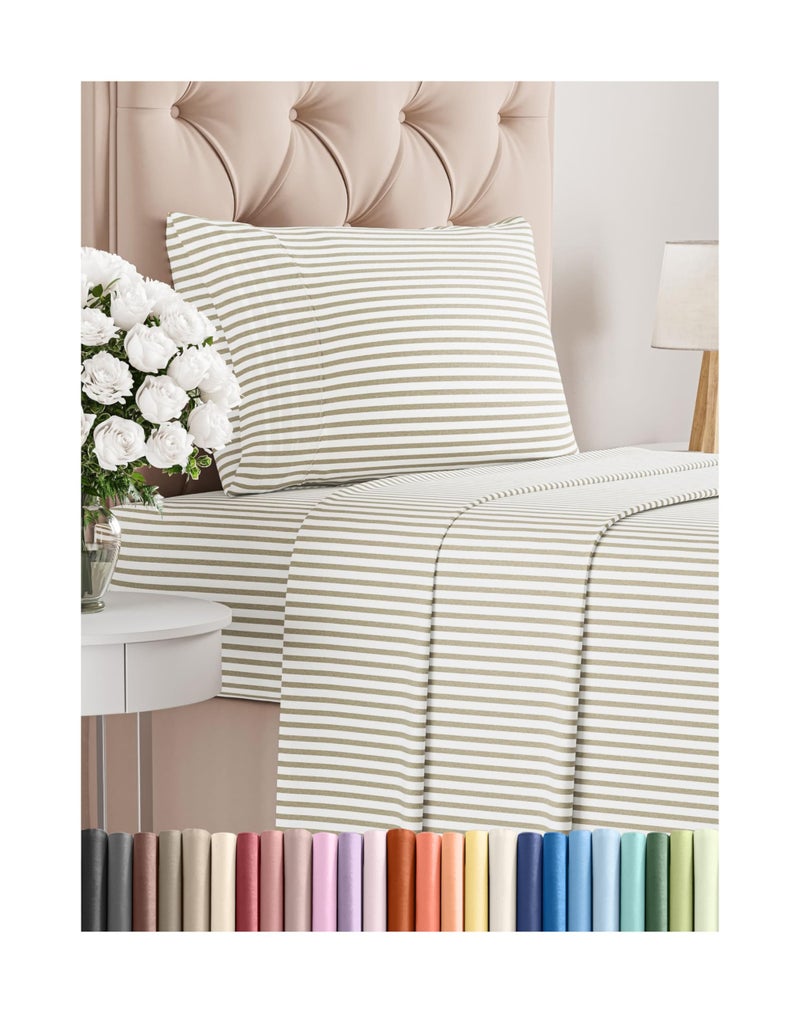 CGK Unlimited Twin Size 3 Piece Sheet Set  Comfy Breathable  Cooling Bed Sheets Set  Hotel Luxury Bedding for Women Men Kids  Teens  Deep Pockets EasyFit Soft and Wrinkle Free  OekoTex  Beige Stripes