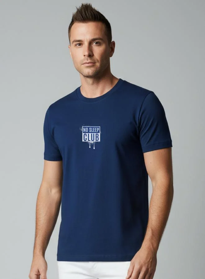 Clans&Hans Men Navy Blue Crew Neck Graphic Print T-Shirt