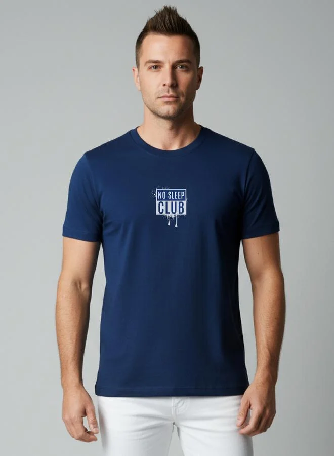 Clans&Hans Men Navy Blue Crew Neck Graphic Print T-Shirt