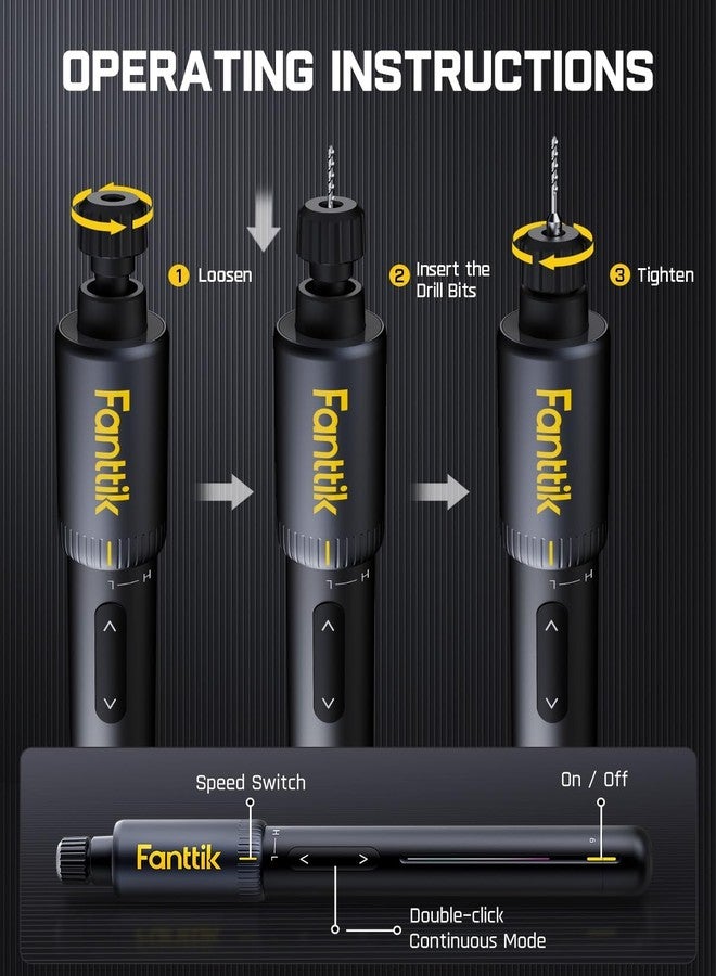 Fanttik K2 Nano Power Drill, Mini Precision Drill, Hand Drill, 20 Drill Bits, 800mAh Rechargeable, Tool Kit for DIY Projects, Shells, Plastic, Jewelry, PCB, Aluminum Plate - Image 4