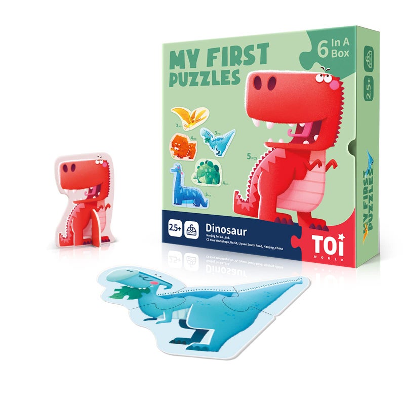 Toi 6 Packs Large Piece Toddler Jigsaw Puzzles for Kids Aged 25 Animal Shaped Floor Puzzles for Beginner Preschool Learning Game for Boys Girls Dinosaur - Image 3