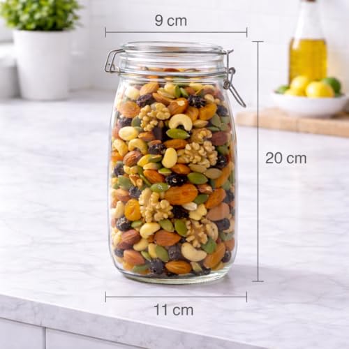 ZEPOLI Mason Glass Jars And Containers | Airtight 1.5 Liters| Kitchen Container Set | Kitchen Accessories Storage Big Jar and Containers | Transparent Bottles | Bpa Free (3 PACK) - Image 2