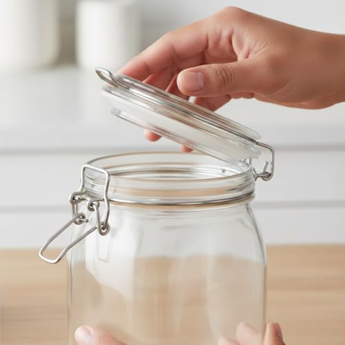 ZEPOLI Mason Glass Jars And Containers | Airtight 1.5 Liters| Kitchen Container Set | Kitchen Accessories Storage Big Jar and Containers | Transparent Bottles | Bpa Free (3 PACK) - Image 5