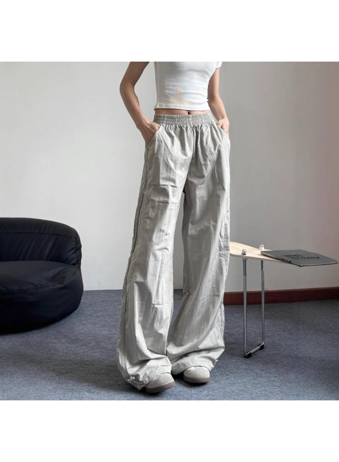 2025 Spring And Summer Quick-drying Casual Sports Pants Women's High-waisted Slim-fit Work Pants Draps Wide-leg Trousers