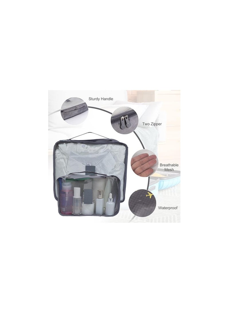 Mn 6Pcs Set Travel Luggage Organizer Packing Cubes Set Storage Bag Waterproof Laundry Bag Traveling Accessories Gray - Image 4
