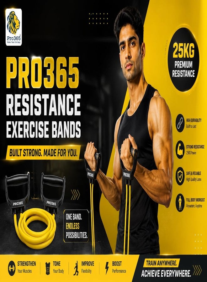 برو365 حزام مقاومة PRO365 بقوة 30 كجم مع أنبوب مزدوج للتمرين | حزام تمارين شديد التحمل بمقابض مركبة صلبة | معدات للتمارين الرياضية المنزلية، وتمارين القوة، والعلاج الطبيعي | ضمان 6 أشهر - Image 1