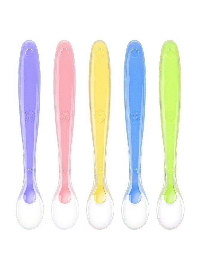Vicloon Baby Silicone Spoons, Silicone Soft Baby Feeding Spoon Set 5 Pcs, First Stage Toddler Spoons Training Spoon For Baby 4 Months, Baby Utensils Gum-Friendly Bpa Free For Microwave And Dishwasher - Image 1