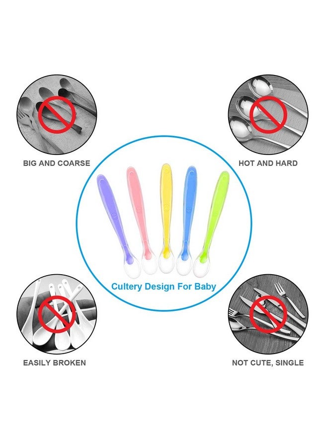 Vicloon Baby Silicone Spoons, Silicone Soft Baby Feeding Spoon Set 5 Pcs, First Stage Toddler Spoons Training Spoon For Baby 4 Months, Baby Utensils Gum-Friendly Bpa Free For Microwave And Dishwasher - Image 4