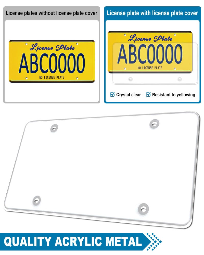 ZXFOOG License Plate Frames Covers- Clear Flat Car Tag Cover with Black Silicone Holder, 2 Sets Unbreakable Transparent Protectors for Front Rear, with Screws Caps - Image 2