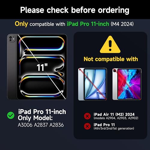 HOU for iPad Pro 11 Inch Case with Keyboard M5 2025/M4 2024(ONLY),Magic Keyboard iPad Pro 11 Inch (5th Gen) Keyboard Case,Click-Anywhere Trackpad,7 Colors Backlight,Easy-Set,Black - Image 2