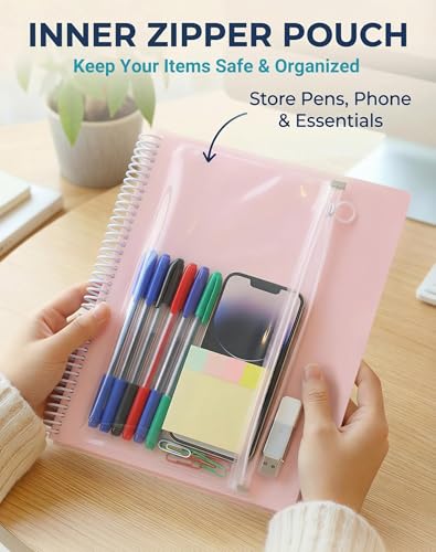 Dinceer 12 Pocket Project Organizer Folder by Dinceer, Letter Size Expandable File Organizer with 6 Color Dividers, Quick View Clear Cover Pocket, Inner Zipper Pouch, Heavy Duty Plastic - Image 3