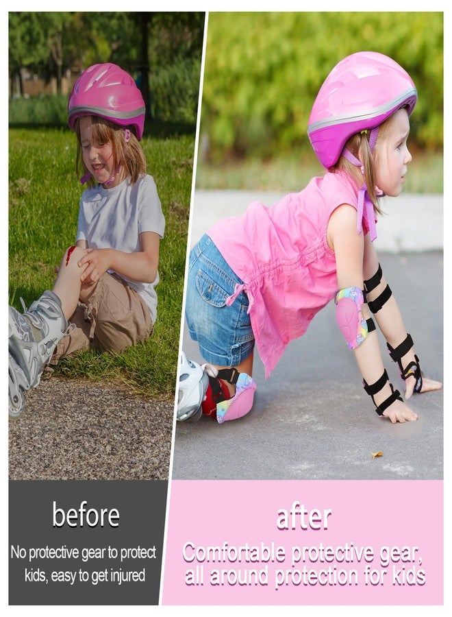 FIODAY Knee Pads for Kids Unicorn Protective Gear Set Adjustable Knee Pads and Elbow Pads with Wrist Guard for Girls Roller Skates Cycling Bike Skateboard Inline Skatings Scooter, 3~8 Years - Image 2
