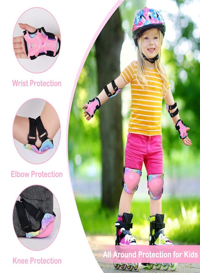 FIODAY Knee Pads for Kids Unicorn Protective Gear Set Adjustable Knee Pads and Elbow Pads with Wrist Guard for Girls Roller Skates Cycling Bike Skateboard Inline Skatings Scooter, 3~8 Years - Image 3