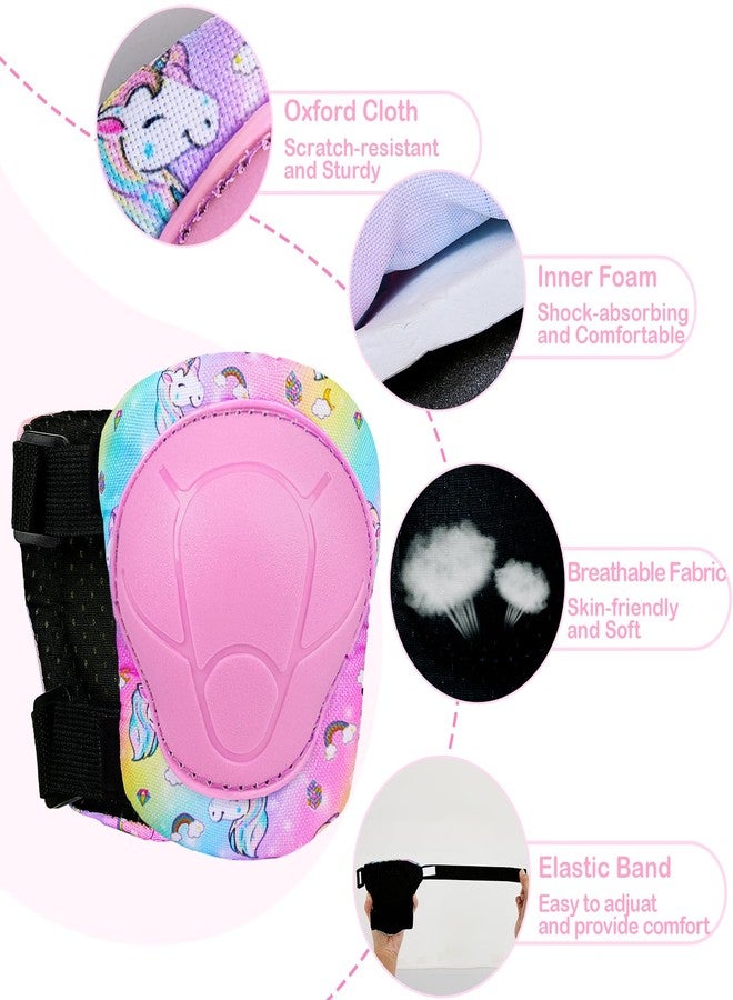 FIODAY Knee Pads for Kids Unicorn Protective Gear Set Adjustable Knee Pads and Elbow Pads with Wrist Guard for Girls Roller Skates Cycling Bike Skateboard Inline Skatings Scooter, 3~8 Years - Image 5