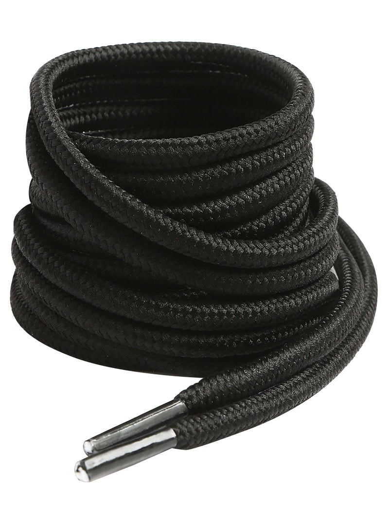 VSUDO 35 Inches Round Black Boot Laces, 5/32" Diameter Shoe Laces for Boots, Heavy Duty Work Shoestrings, Hiking Shoelaces for Men or Women (2Pairs-Black-90CM) - Image 1