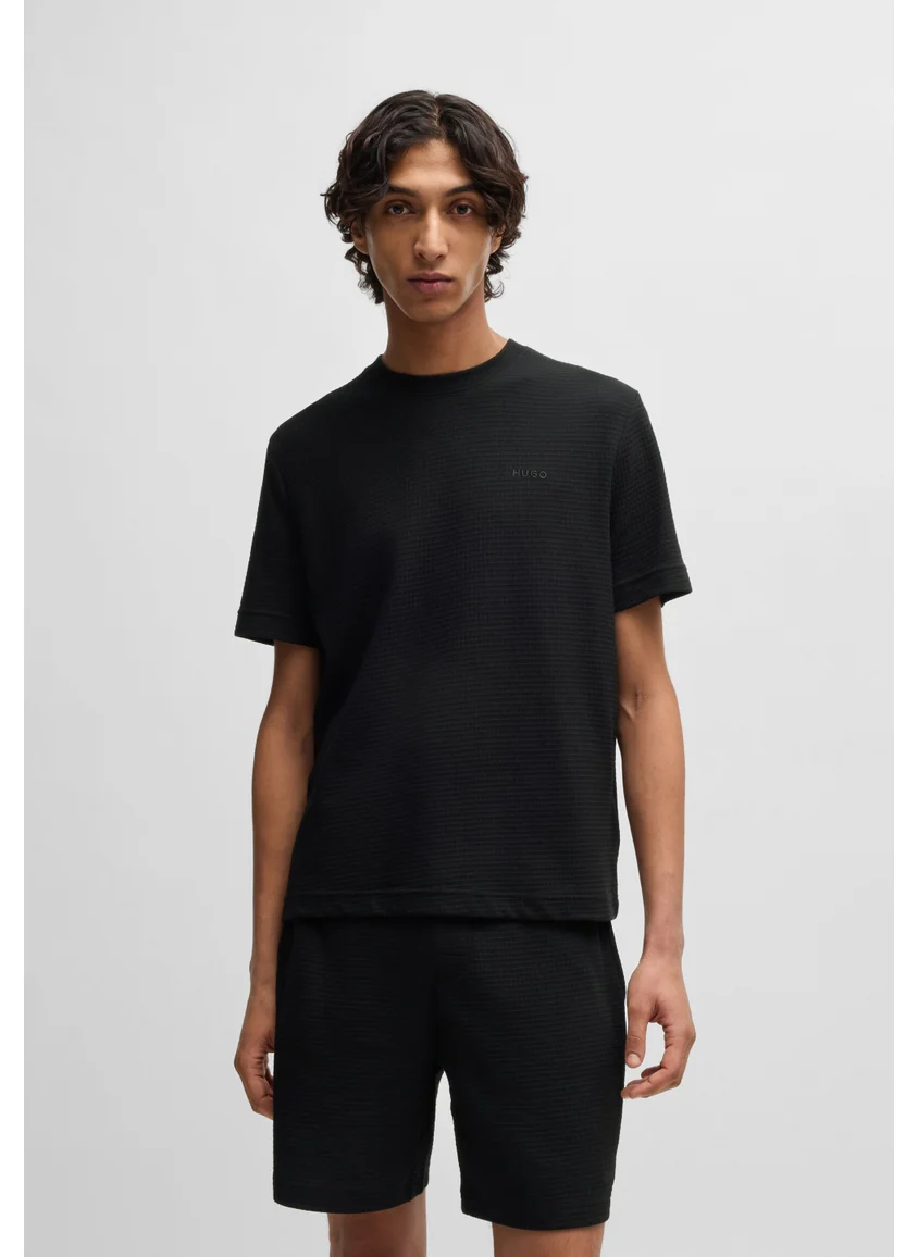 هوجو Waffle-structured pyjama T-shirt with embroidered logo