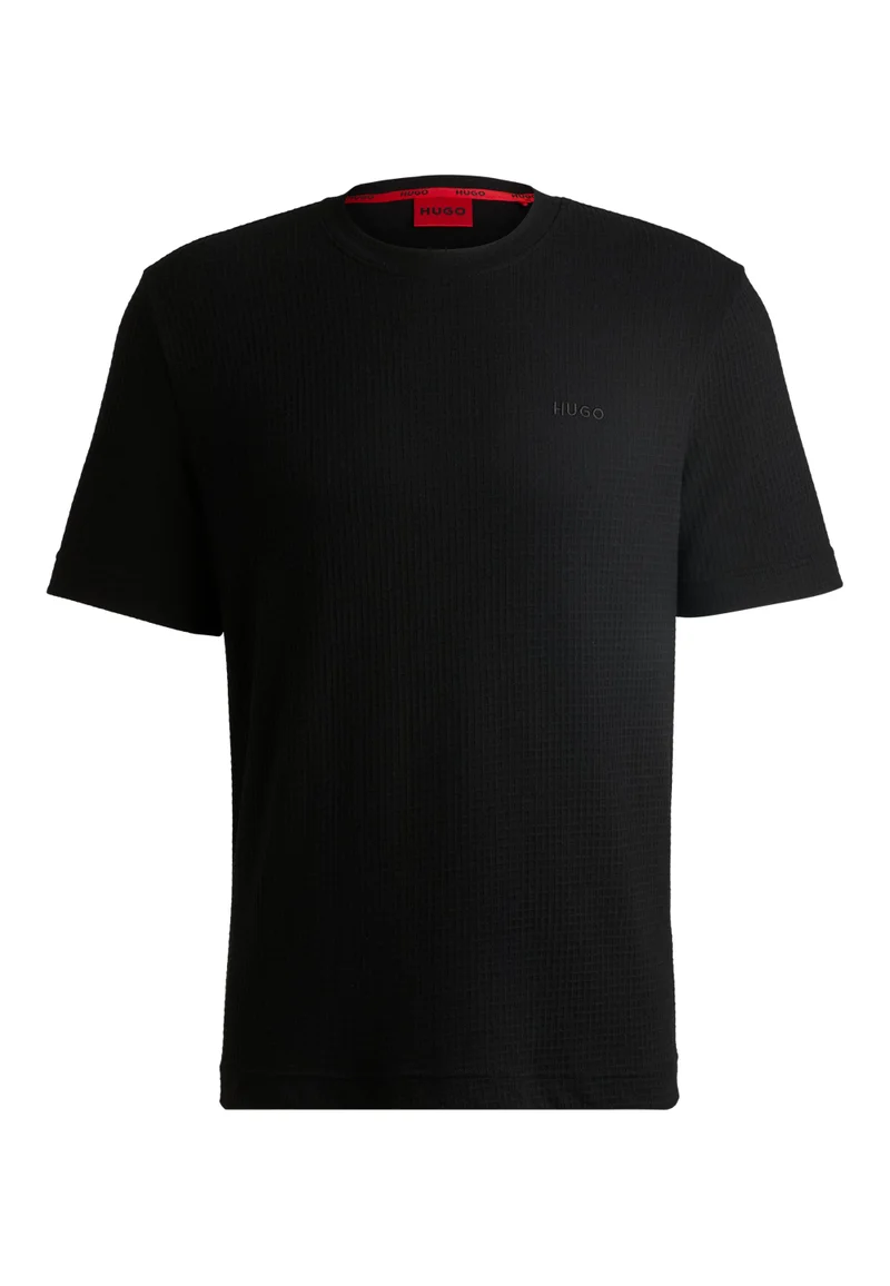 HUGO Waffle-structured pyjama T-shirt with embroidered logo