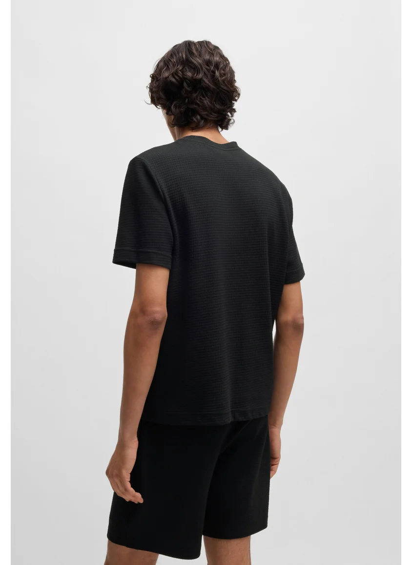 هوجو Waffle-structured pyjama T-shirt with embroidered logo