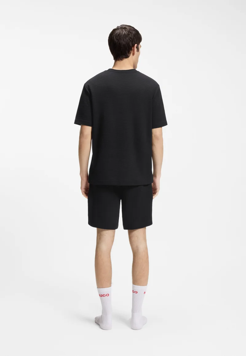HUGO Waffle-structured pyjama T-shirt with embroidered logo