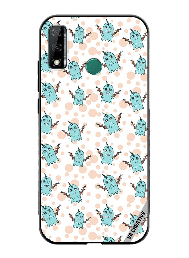 VR CREATIVE Protective Case Cover For Huawei Y8s White Background, Pattern Cute Blue Monsters, Emotions Stickers Design Multicolour - Image 1