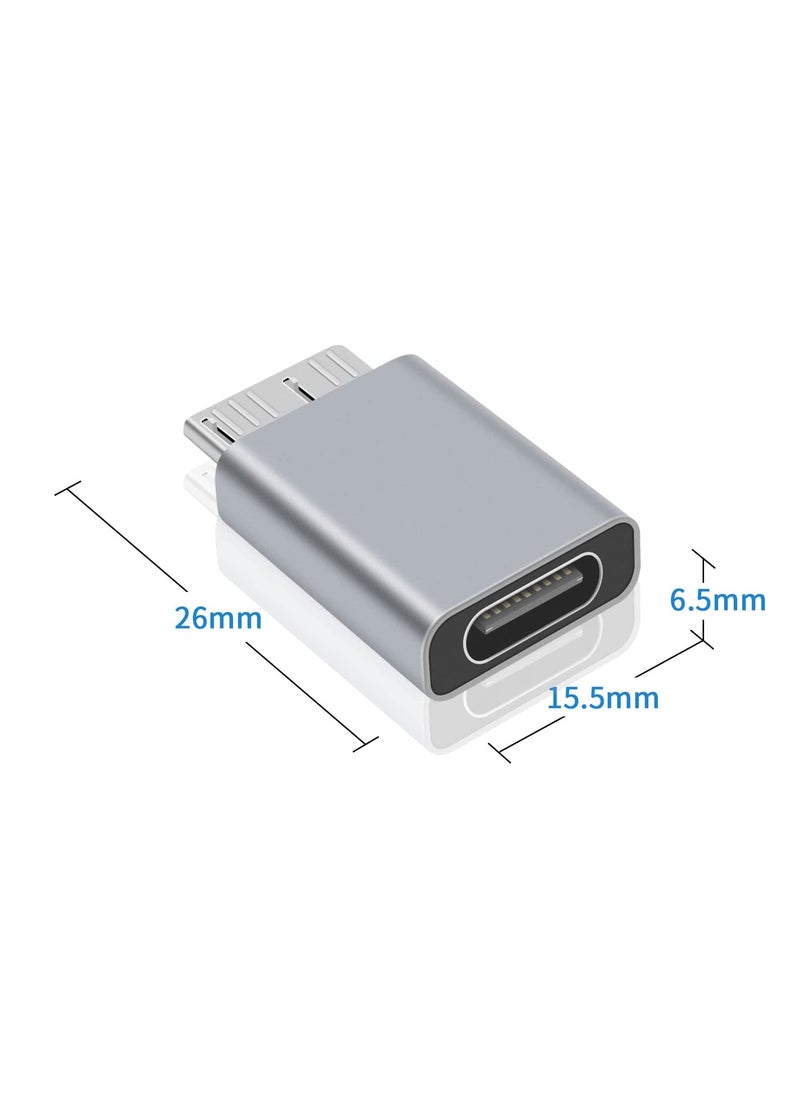 SYOSI محول USB C إلى Micro B، محول كابل من النوع C إلى Micro B، عبوتان من محول Micro B إلى USB C 3.1 Gen2 لكابل محرك الأقراص الصلبة، محول كابل محرك الأقراص الصلبة USB C لمحرك الأقراص الصلبة SSD المحمول الخارجي USB 3.0  - Image 5